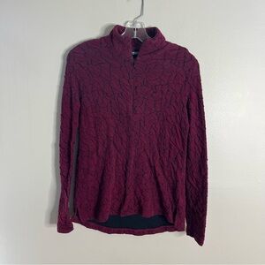 SNO SKINS Size Medium 1/4 Zip Pullover Maroon Blister Wavy Top RSB
